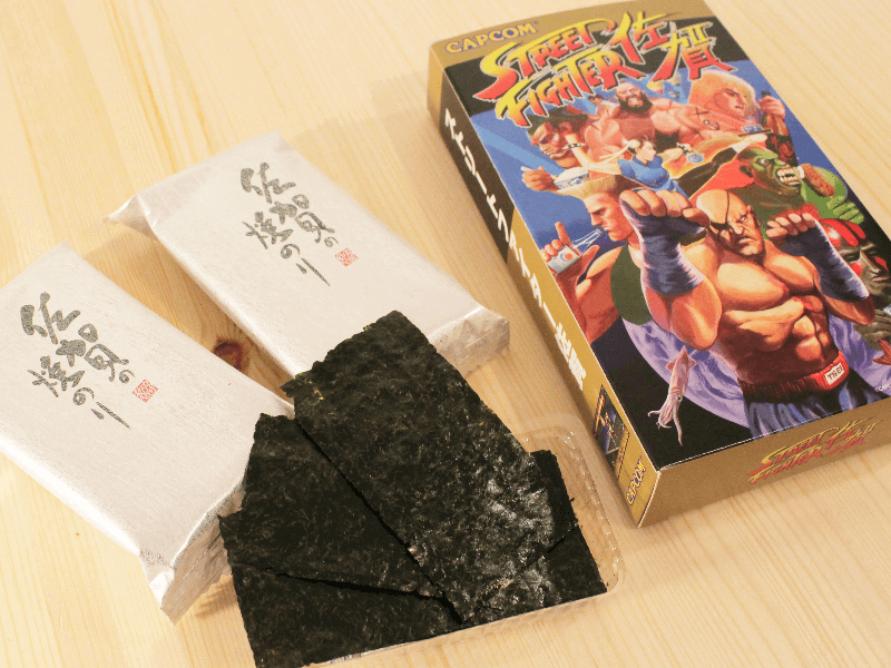 nori (dried seaweed) from Saga is also getting a Street Fighter makeover, packaged in a box resembling the iconic Street Fighter II cartridge