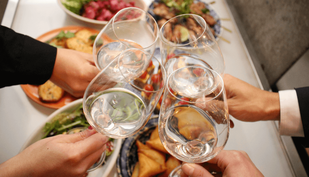 kanpai, toasting is a common sight at restaurants