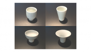 four different styles of sake cups